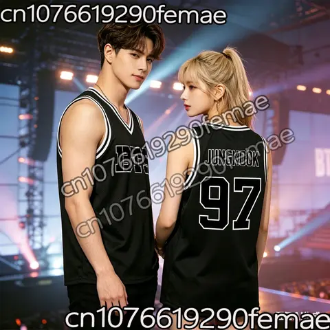 2026 New Summer KPOP Name Number Print Black Sports Vest Men's Basketball Jersey Music Festival Merch Loose Gym Daily T-Shirt