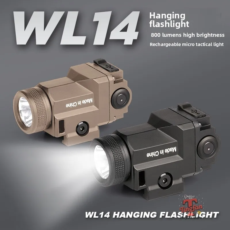 Torcia sospesa in metallo WL14 ricaricabile piccola luce tattica forte 500 lumen luce portatile flash esplosione ad alta luminosità