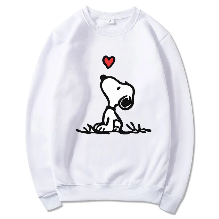 Snoopy Cartoon Anime Women Pullover Spring Autumn Men O-neck Hoodie 2024 New Fashion Oversized Couple Sweatshirt Tops