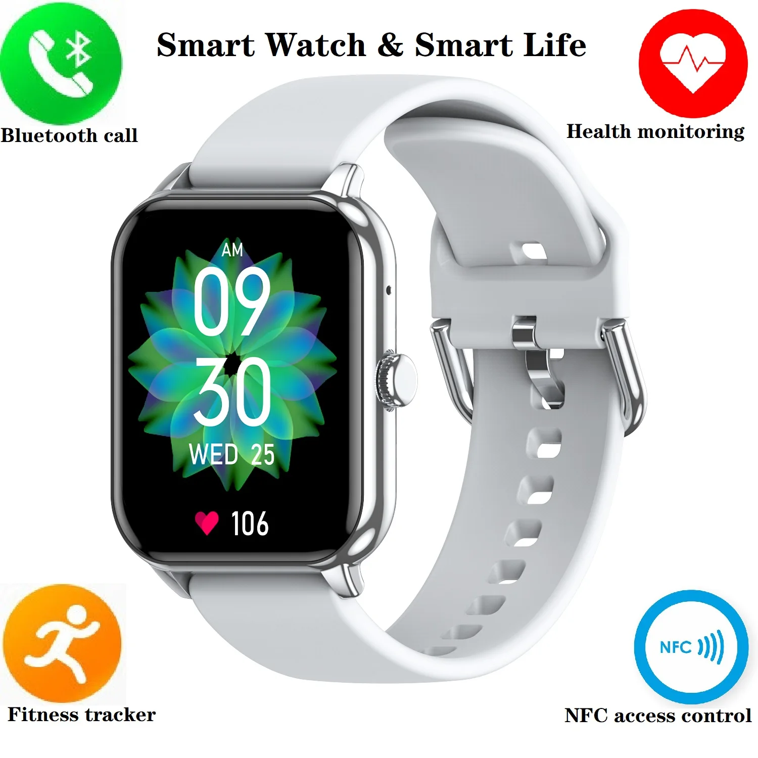 

HD Bluetooth Call Smart Watch Health Monitor Exercise Fitness Record Nfc Smartwatch 1.9"hd Screen Android Apple Smart Watch 2024