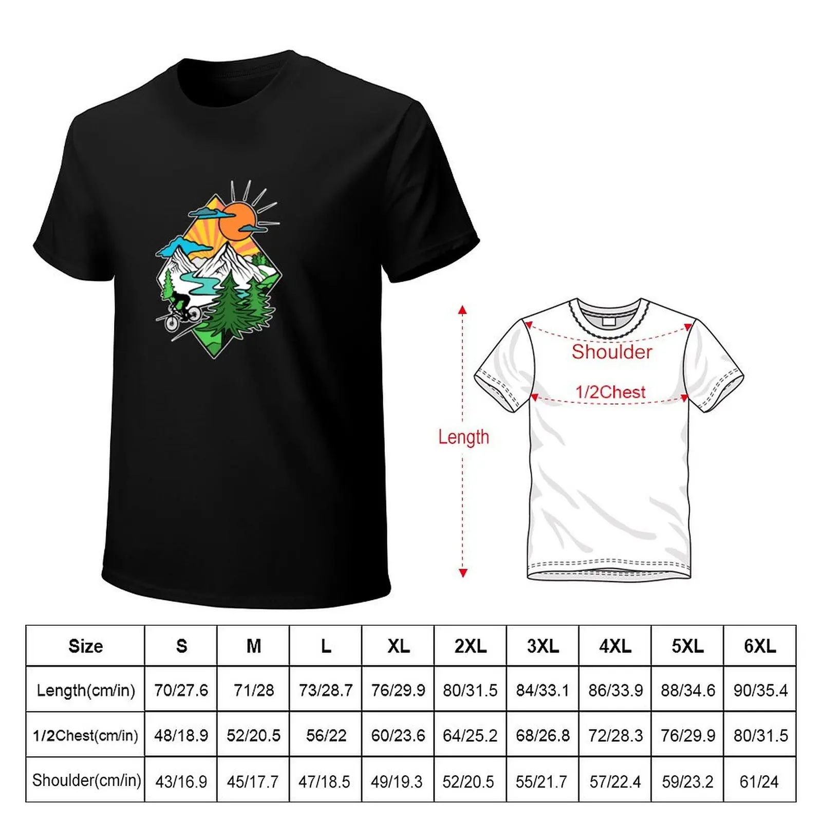 Retro MTB Mountainbiking in Nature Downhill down the Mountain Trail T-Shirt Holiday Party T-Shirt for Men