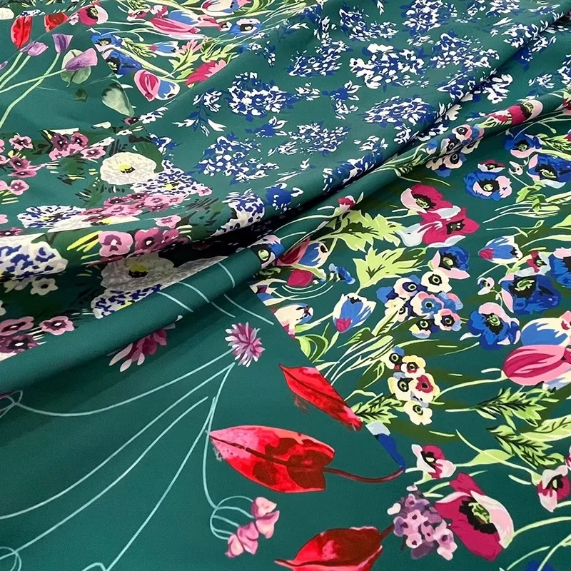 Tissu en polyester ou coton imprimé de plantes et de fleurs pour femmes, matériel de couture fait à la main, robe et chemisier, Europe et Amérique, gril de bricolage