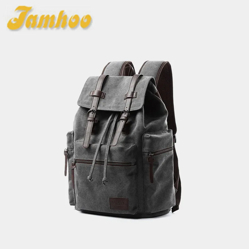 

Jamhoo Canvas Backpack Men's 15 Inch Laptop Backpack Multifunction Vintage Casual Rucksack Travel Bags Schoolbag Student Mochila