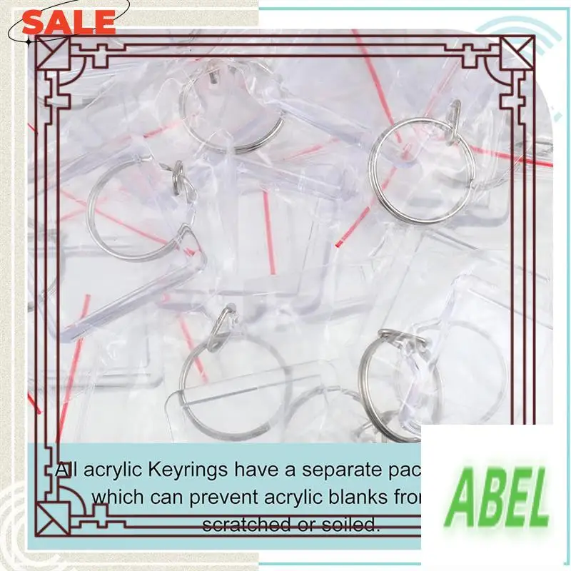 

KB-Acrylic Photo Frame Keychain With Tassels Charms Photo Insert Keychain Clear Frame Keyrings Blank For DIY