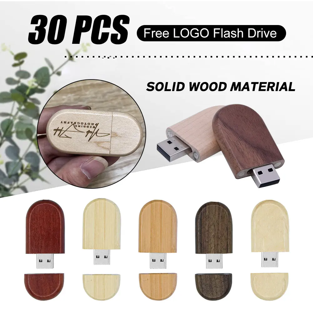 

30pcs/lot Custom Logo Free Shipping 2.0 USB Flash Drive 4GB 8GB 32GB 64GB Wooden Pendrive 16GB Photography Gift Memory stick