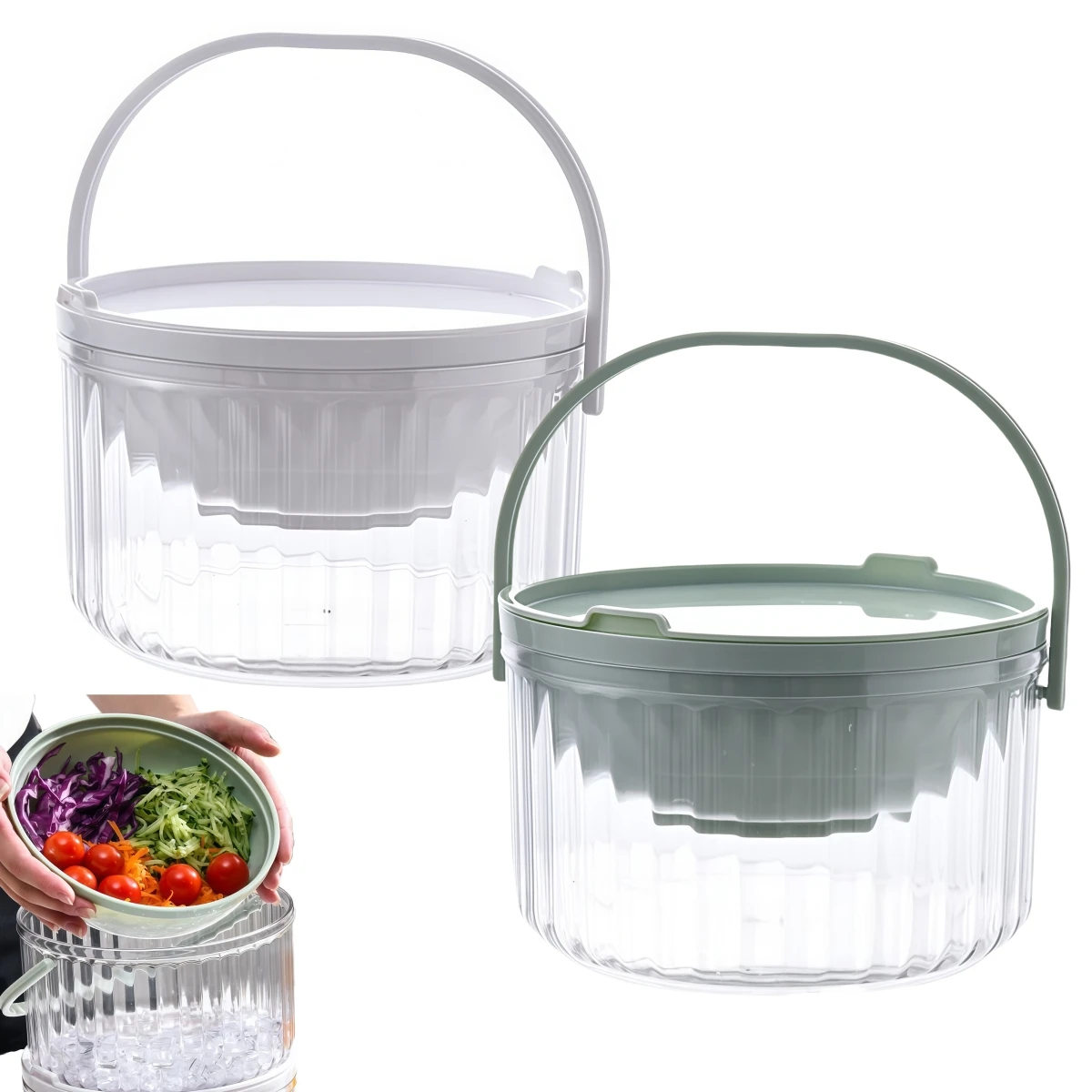 

Chilled Dip Bowl Chilled Salad Serving Tray Fruit Containers With Ice Bowl Base Refrigerator Food Storage Boxes Kitchen Tools