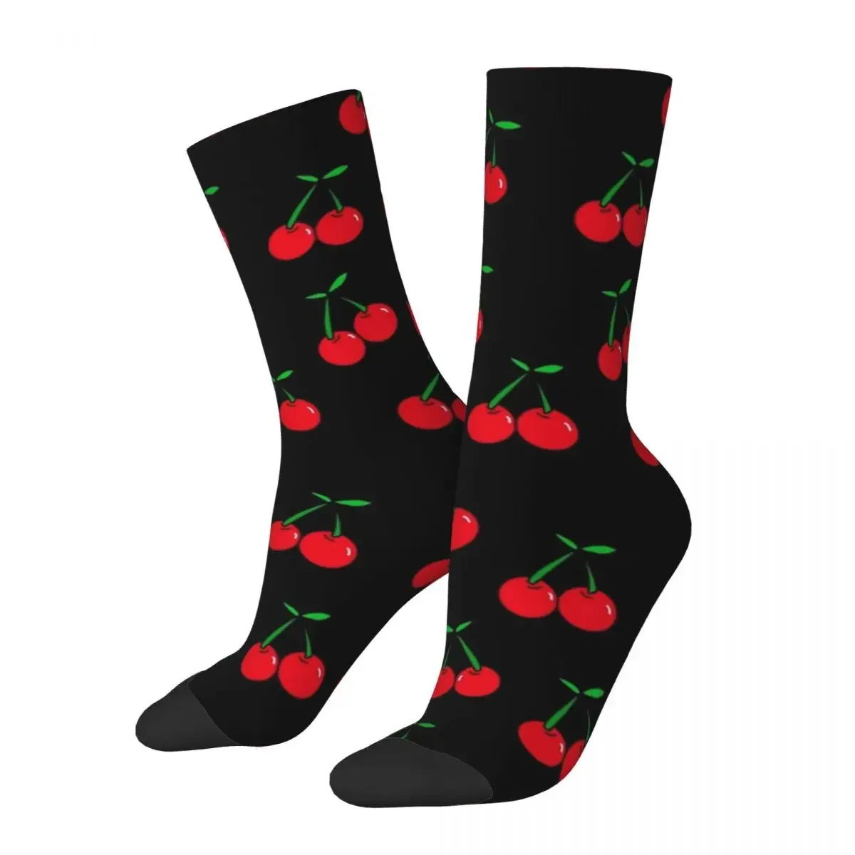 Funny Crazy Compression Sock for Men Cherries Hip Hop Harajuku Fruit Family Happy Quality Pattern Printed Boys Crew Sock