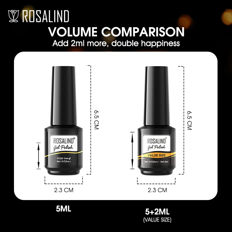 ROSALIND Gel Nagellack 7ML Semi Permanent Lacke Für Soak Off Gel Polish UV/LED Lampe Gel Design matt Base Top Coat Nagel Kunst