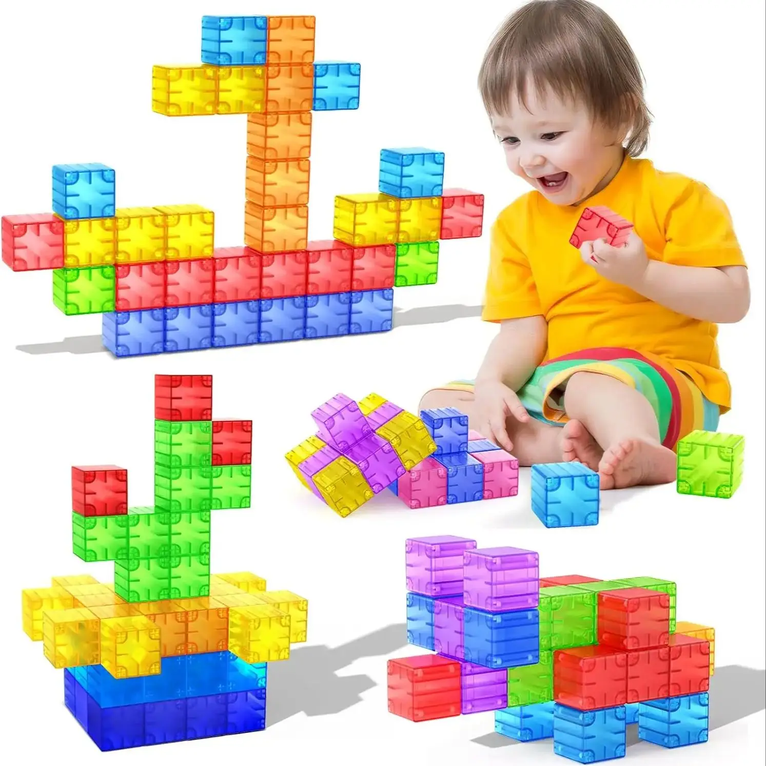 Blocs de Construction magnétiques, jouet, Cubes magnétiques transparents, ensemble de Construction, tige préscolaire, jouets éducatifs sensoriels, cadeau