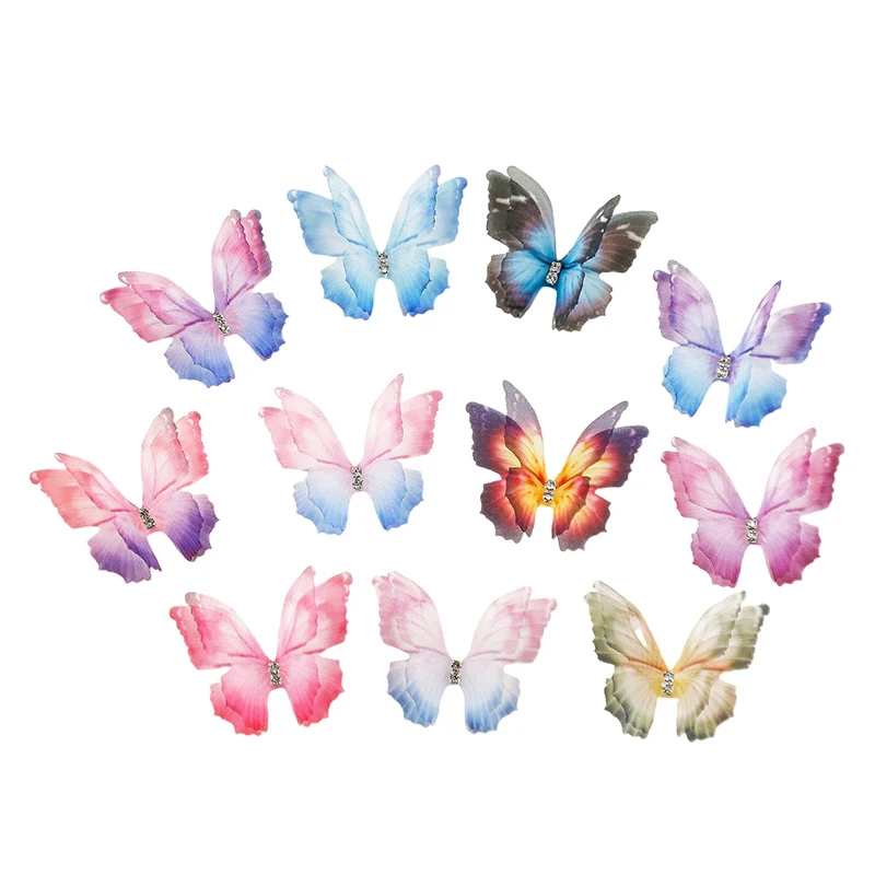 2PCS Multi Color Double Layer Mesh Butterfly Children Headwear Lovely Hairgrip Hair Clips Hair Accessories For Girls Hairpins