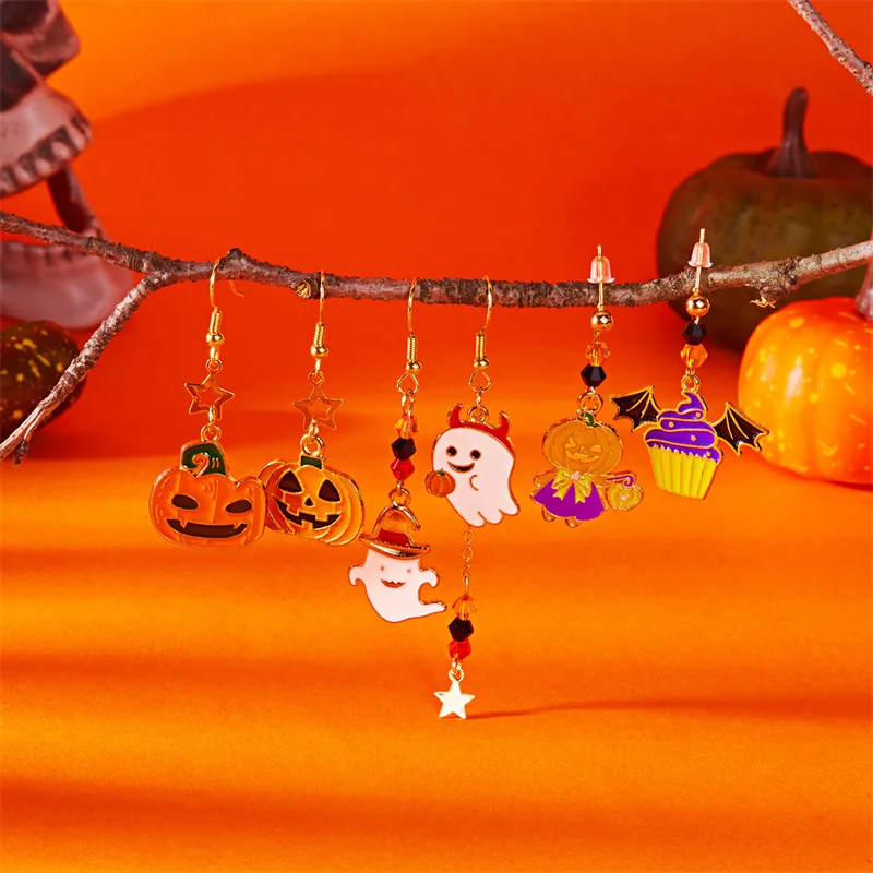 Halloween Niedliche Geist Emaille Tropfen Ohrringe für Frauen Cartoon Böse Kürbis Fledermaus Haken Ohrringe Gothic Cosplay Party Ohr Schmuck Geschenk – Detail 4