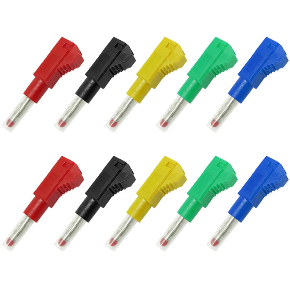 

10PCS 4mm Banana Plug Copper Nickel Plating Safety Retractable Stackable Solder In line DIY Assembly Test Leads Connectors Plug