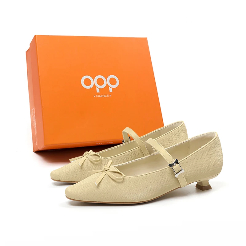 

OPP Women Mary Janes Shoes Fashion Comfortable Heel Shoes Luxury Design Low Heel Shallow Shoes