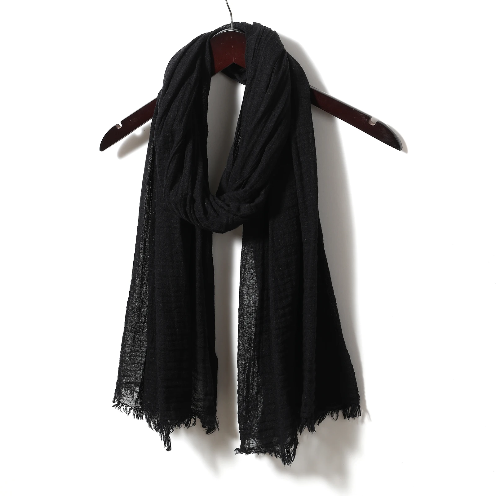 Solid Color Cotton Linen Men's Scarves Autumn Winter Warm Neckerchief Muffler Male Accessories Short Tassel Bufanda Shawl image 3