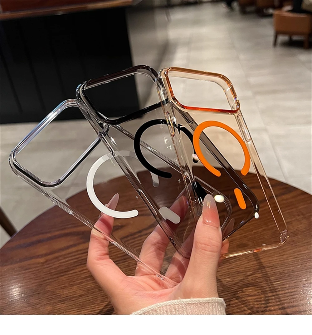 Ultradünne Transparente Hartschale für Magsafe Hülle für iPhone 18 17 Pro Max Air 16 15 14 Plus 13 12 Pro Magnetische Kabellose Ladehülle – Detail 7