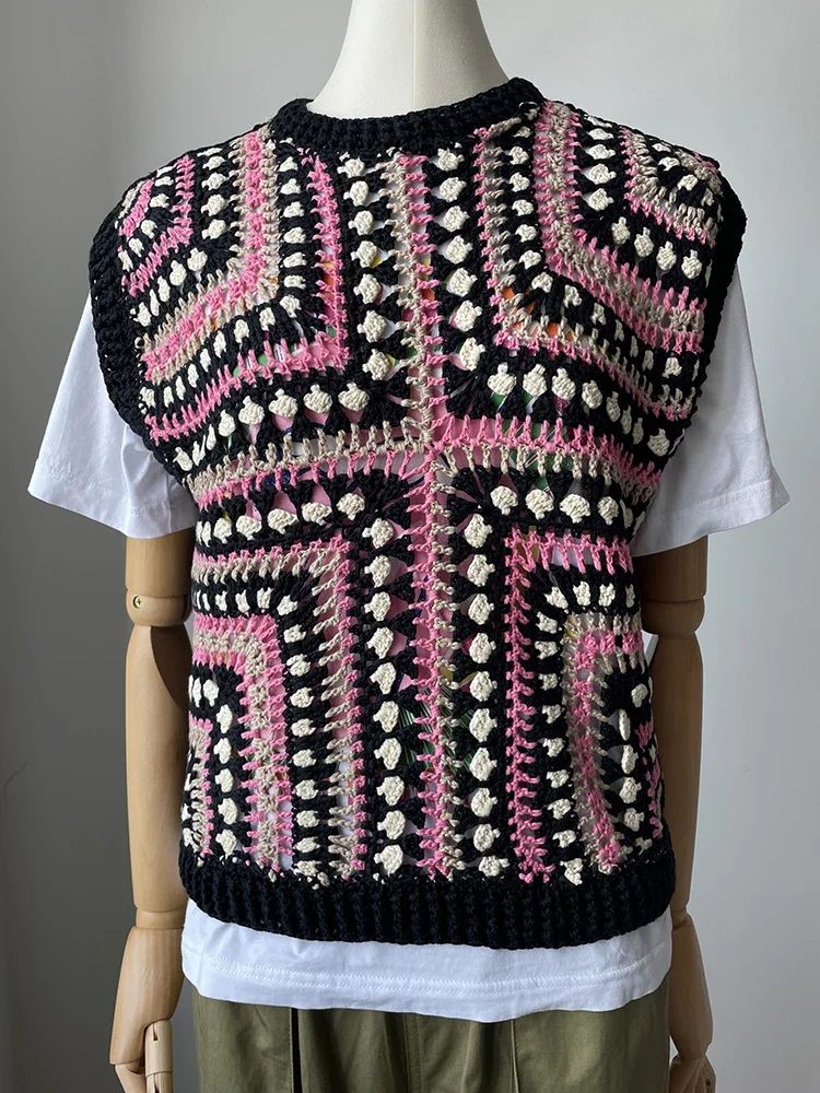 Handmade Crochet Retro Vest 2024 Summer Women Vntage Hollow Out Top Women Clothes