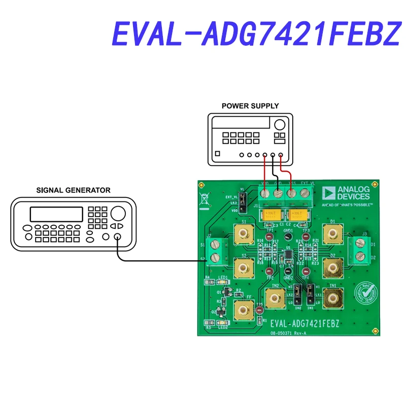 Avada Tech EVAL-ADG7421FEBZ Evaluation Board, ADG7421F, Dual SPST Switch, 12 Ohm R(on), ±2.5V/5V