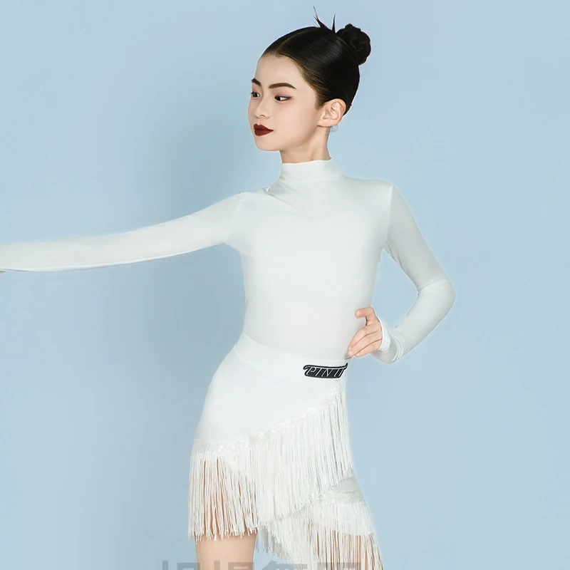 

2026 детские новые костюмы для латинских танцев, белые, черные наряды, платье для чача, румбы, танго, одежда для латинских танцев XH4011