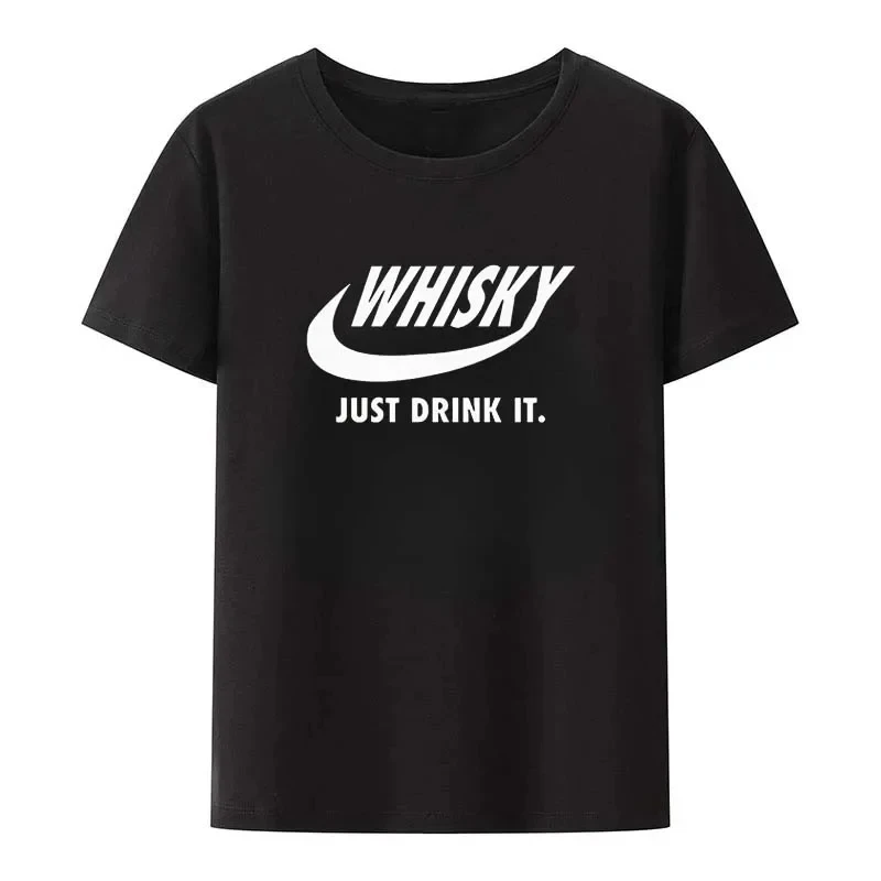 Summer Hot Sale Novelty Drink Whisky T Shirt Man Short Sleeve Fashion Hip Hop Crewneck Big Size Whiskey Print Men T-Shirt