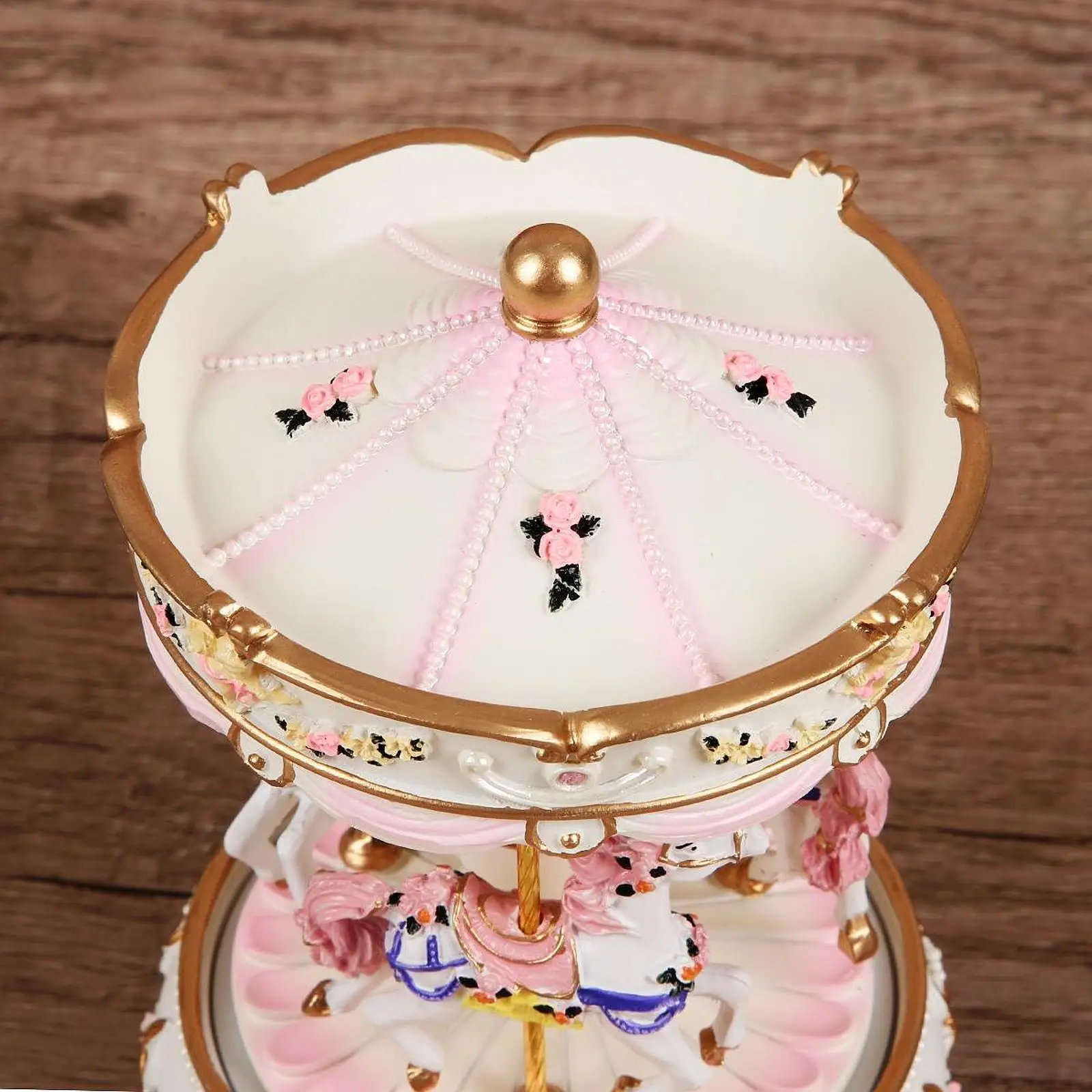 Handcrafted Resin Carousel Music Box Toy Luminous Rotating Horse Musical Box Decoration for Home Girls Birthday Anniversary Gift