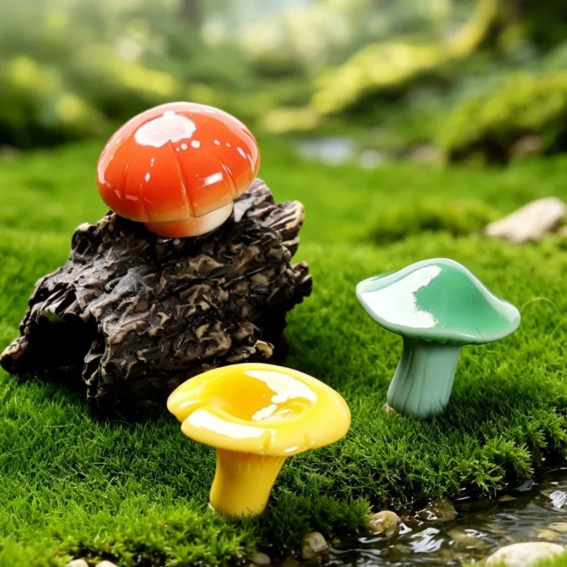 10PCS Creative Miniature Bonsai Garden Decorative Mushroom Accessories Cute Grainy Fungi Simulation DIY Desktop Decoration Items