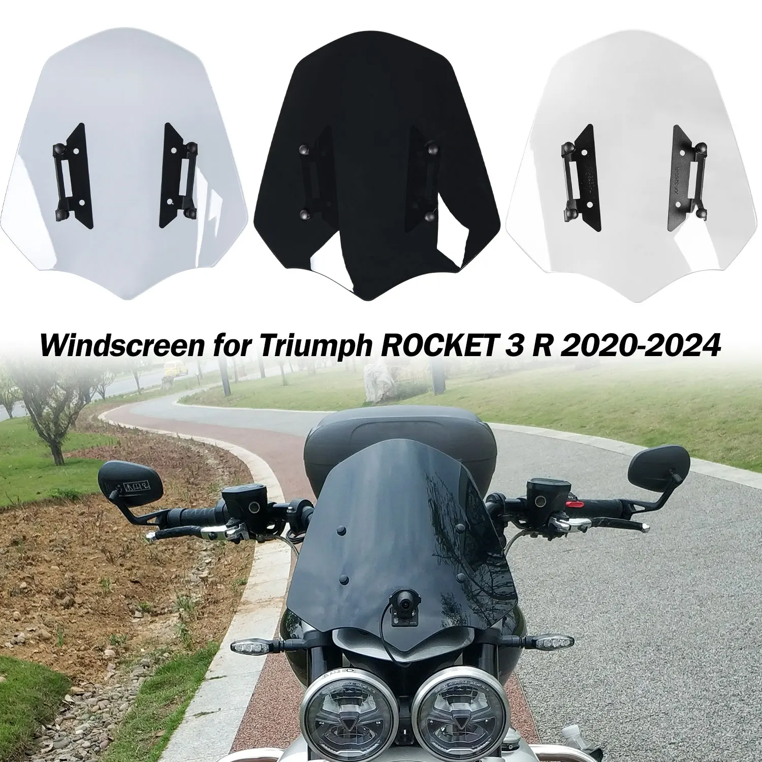 

Motorcycle Windscreen Windshield Fairing With Bracket For Triumph ROCKET 3 R 2020-2024 Wind Shield Deflector Visor Accessories