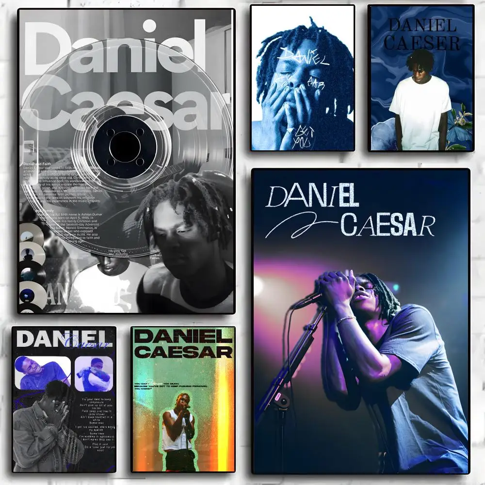 Daniel Caesar Singer R&B Vintage Poster Self-adhesive Advanced Aesthetic Printing Paper Wall Art for Living Room Home Decor