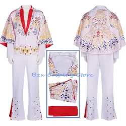 Elvises Cosplay Costume Anime Presleleying Rocker Performance Uniform Halloween Carnival Party Outfits Set for Men