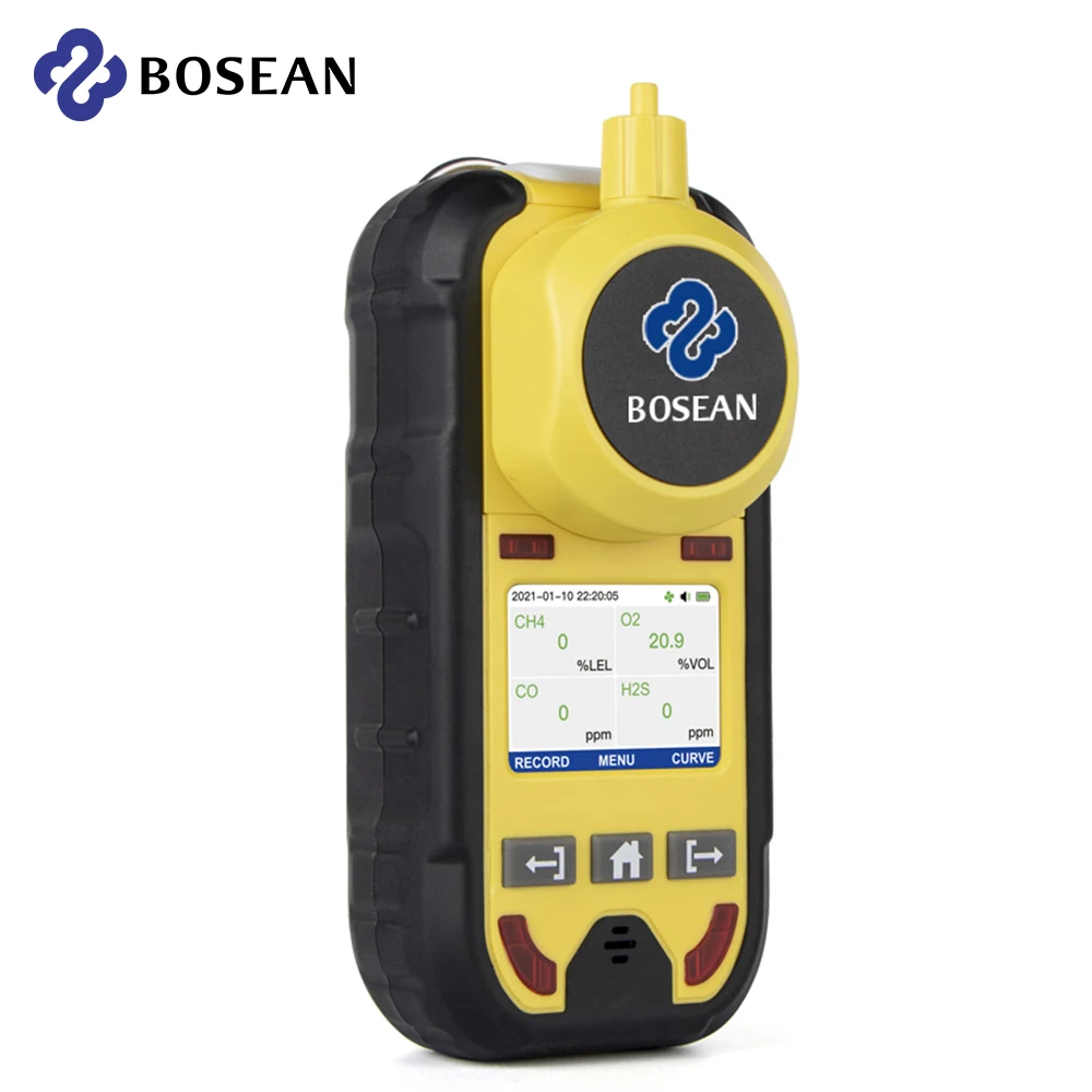 Bosean O2 H2S CO LEL 4 in 1 Oxygen Hydrogen Sulfide Carbon Monoxide Leak Detector Pump Multi Gas Detector Gas Meter