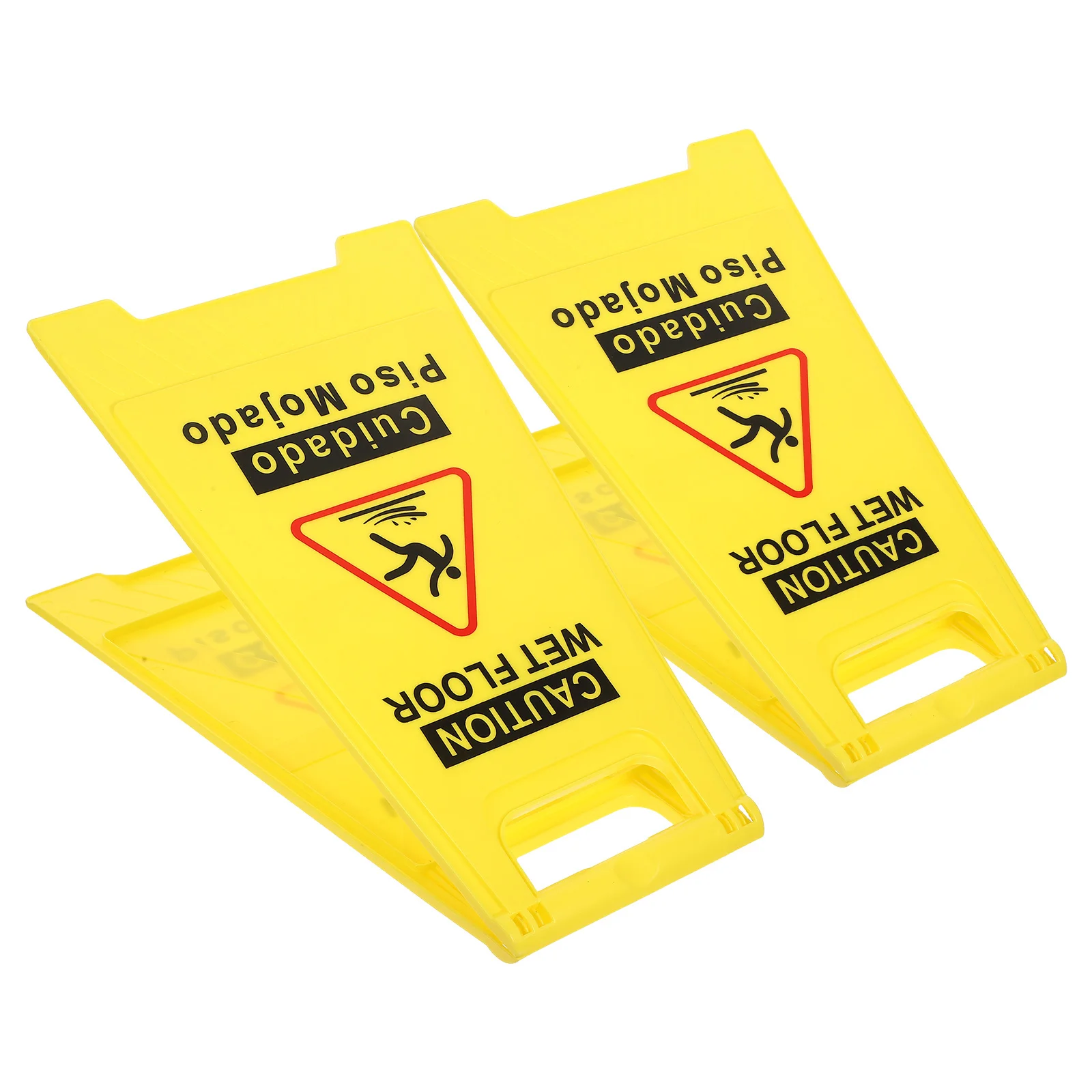 

2pcs Caution Wet Floor Sign Double Sided Foldable Bilingual Yellow Safety Warning For Hotels Schools Stores Slippery Floor Alert