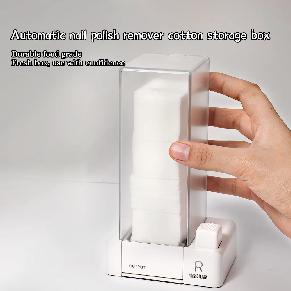 1 Box Press Type Cotton Storage Box One-Press Lint-Free Cotton Feeder Nail Art Cotton Pad White Automatic Cotton Pad Dispenser