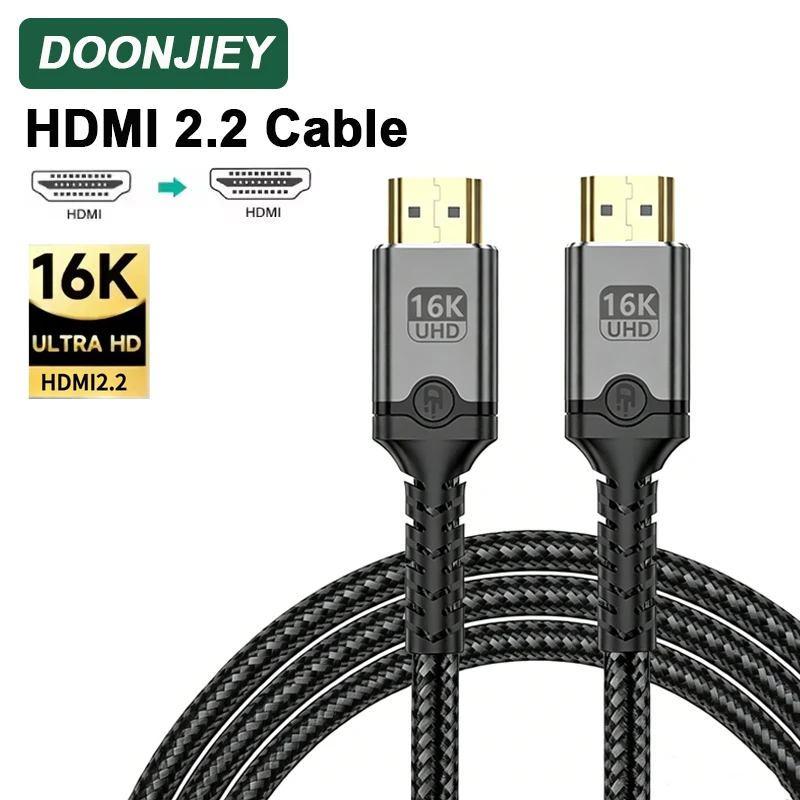 DOONJIEY 16K HDMI 2.2 Kabel 16K@60Hz 8K@60Hz 96Gbps EARC ARC HDCP Ultra High Speed HDR für PS5/PS6 Laptop Gaming Heimkino