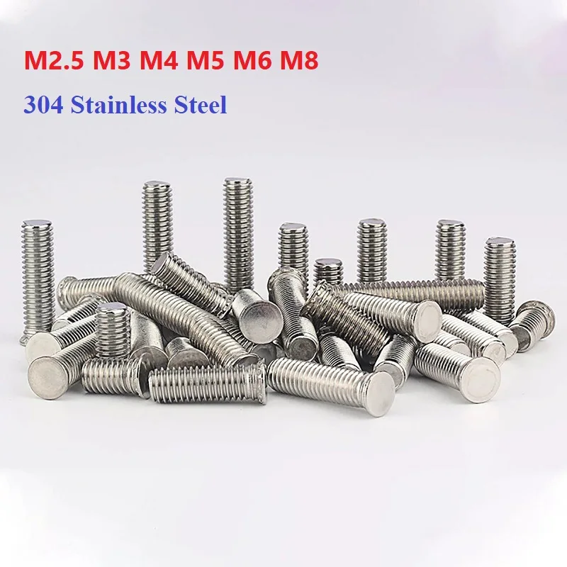 304 Stainless Steel FHS Self-Clinching Threaded Stud M2.5 M3 M4 M5 M6 M8 Flush Head Clinch Press Fit Fastener