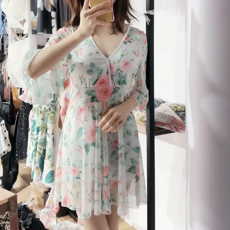Nouveau Maillot de bain une pièce pour femmes, coin uni, grande taille, printemps chaud, manches longues, Style coréen, Sexy, surdimensionné