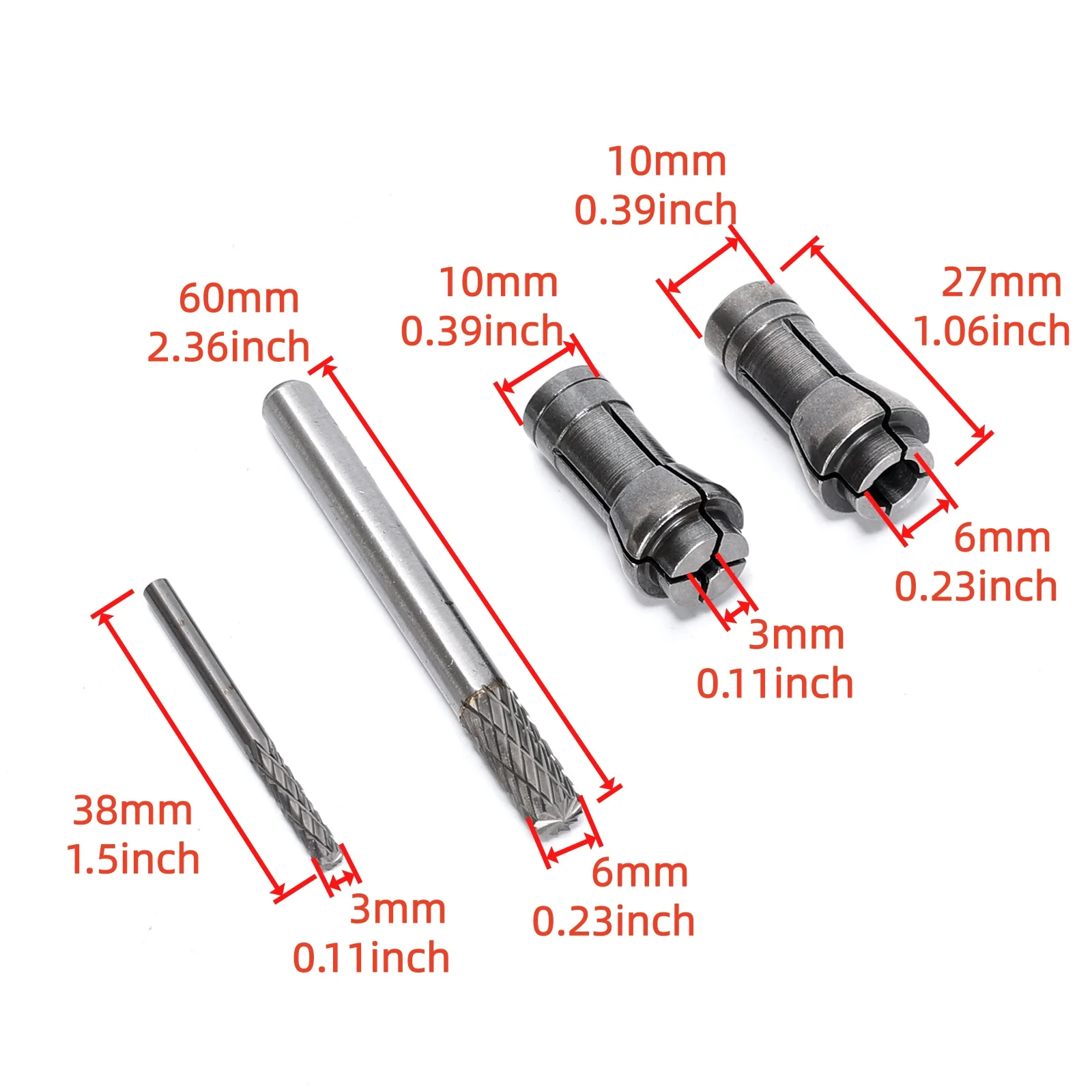Ruimou 4 Pcs Precision Pneumatic Grinder Fixture Chuck Collet Set Suitable For Working On Internal Contours Of Metal/Wood Etc