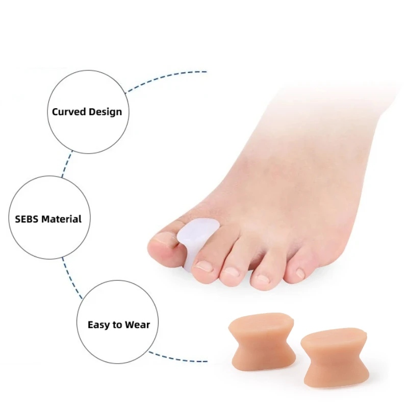 

2Pairs Gel Silicone Toe Separators Hallux Valgus Bunion Foot Care Overlapping Corrector Spacers Pads Protector Pedicure Tools