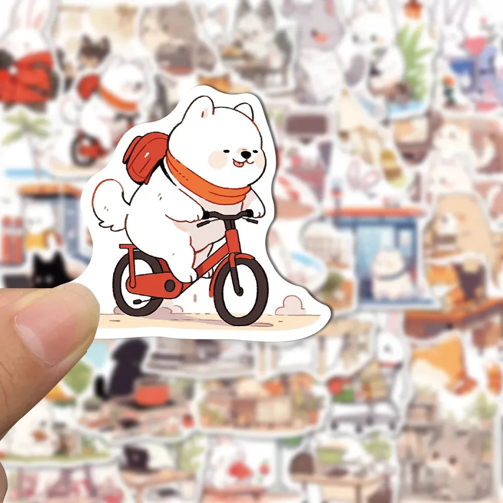 Engraçado Gato e Cão Adesivos para Crianças, Desenhos Animados Kawaii, Decalques Estéticos, Papelaria DIY, Telefone, Laptop, Carro, Graffiti Adesivo, 10 Pcs, 30 Pcs, 50Pcs