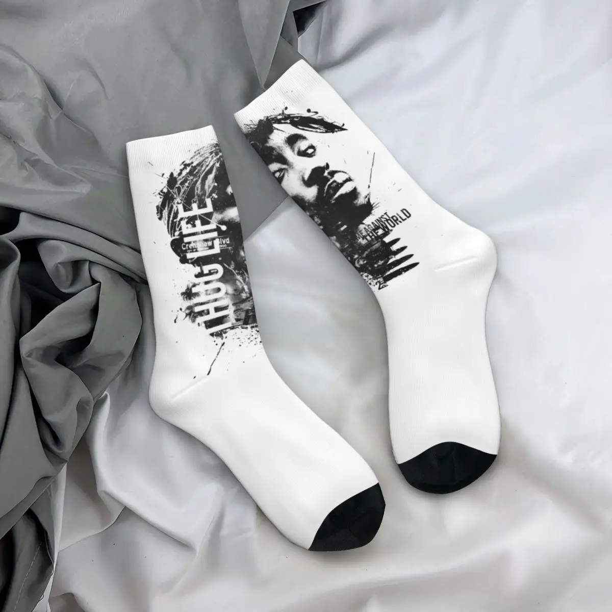 Men Socks Tupacs Shakur Stockings Spring Gothic Soft Breathable Socks Graphic Cycling Non Skid Socks