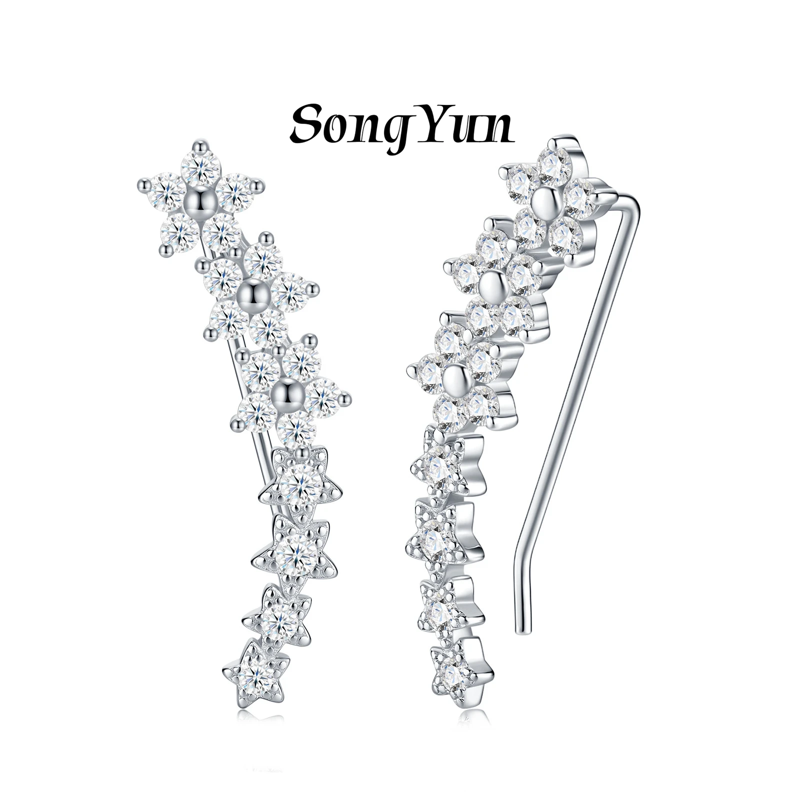 

SONGYUN Luxury Jewelry 925 Sterling Silver Earrings Moissanite Diamond Dangle Anniversary Women Rhodium Plated SYT Patent Earrin