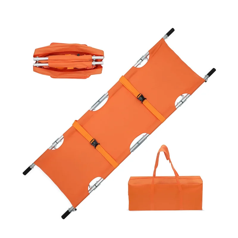 

Lightweight Aluminum Double Fold Stretcher Portable Emergency Rescue Medical Patient Transfer for Outdoor Sports First Aid