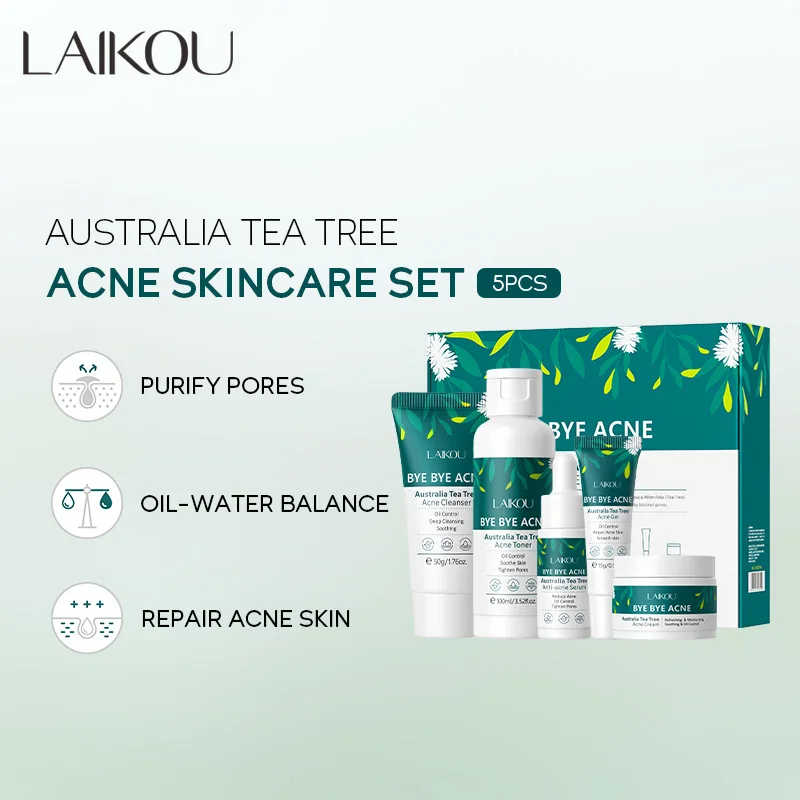 مجموعة LAIKOU Australia Tea Tree Acne Skincare المكونة من خمس قطع (منظف، تونر، مصل، جل، كريمي)، للبشرة الدهنية والمعرضة لحب الشباب #3