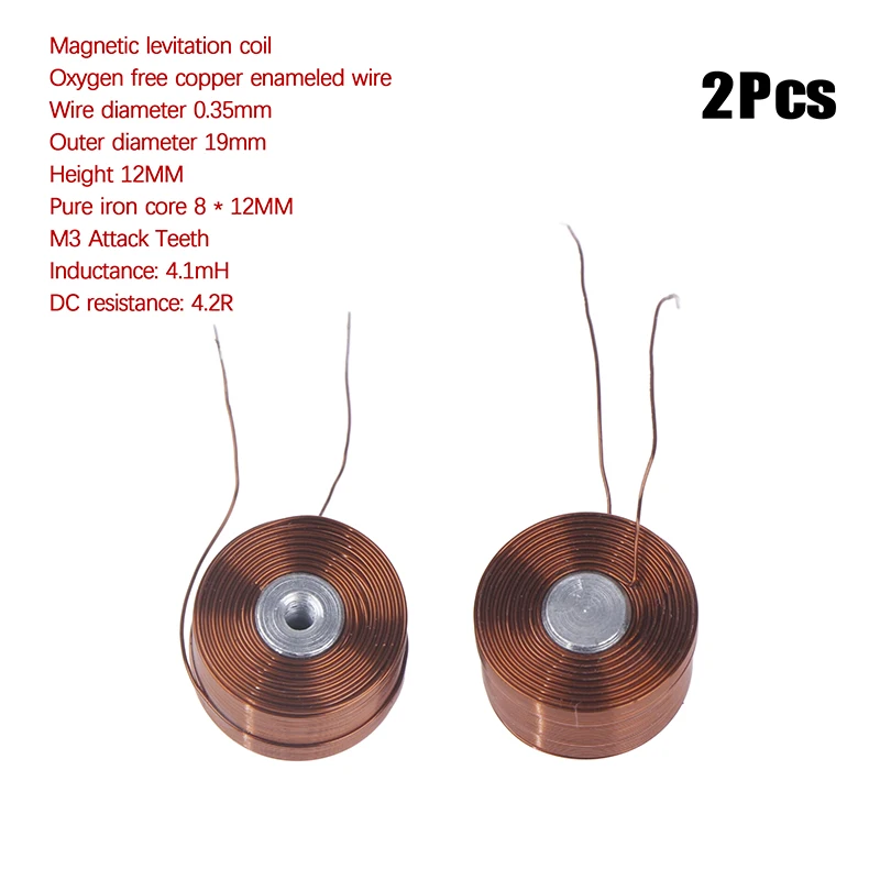 2Pcs Magnetic Levitation Coil For 100 System Pure Copper Coil With Iron Core Screw Hole 12x19mm