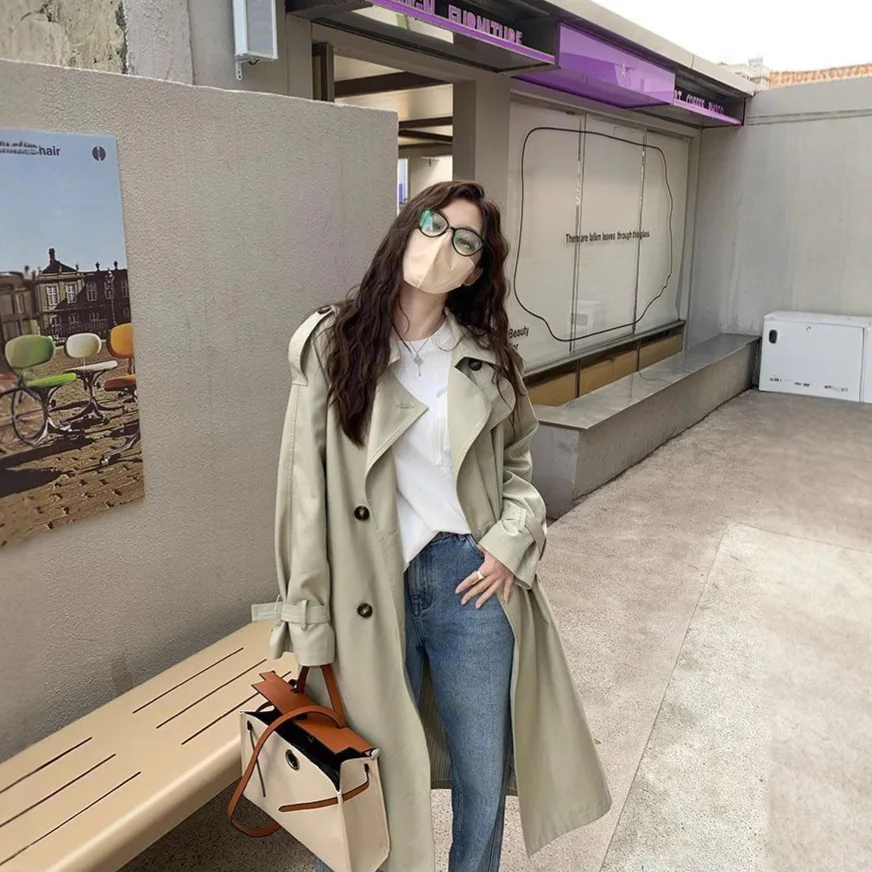 

Весенние и осенние пальто и куртки Annals, женский корейский вариант, плащ средней длины, популярный темперамент, удобный