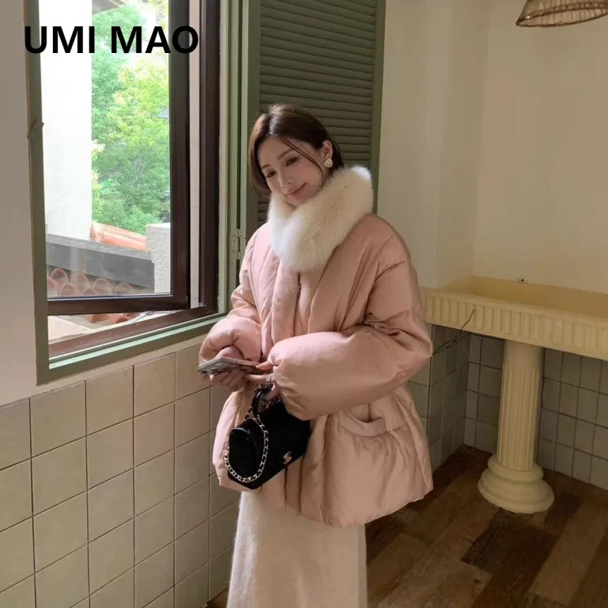 

UMI MAO, китайский стиль, 90, белый утиный пуховик, зимний новый корейский стиль, на шнуровке, с v-образным вырезом, пуховое пальто для пингху Femme Y2K