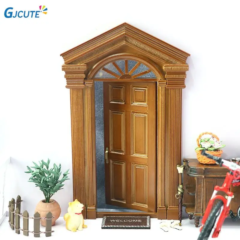 

1:12/1:6 Scale Dollhouse Miniature European Retro Villa Door Simulation Door Furniture Model Decor Toy Doll House Accessories