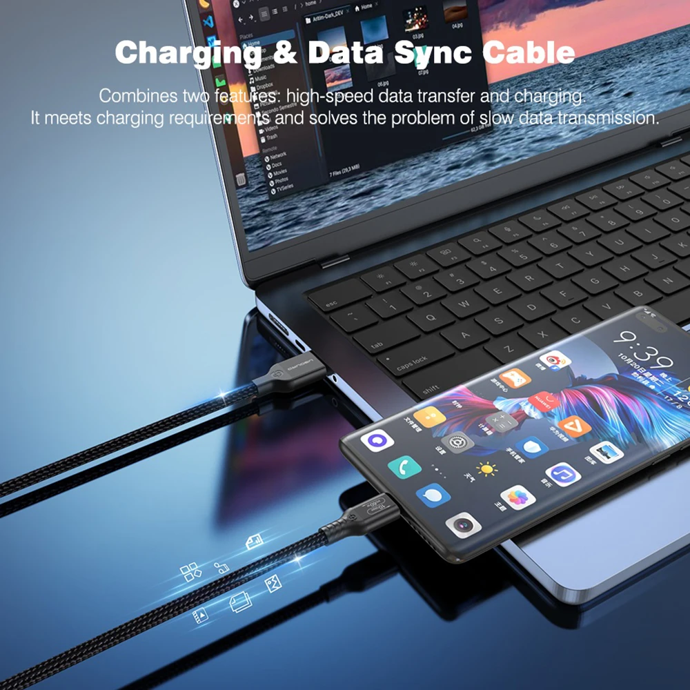UGOURD USB A to Type C Data Cable USB3.2 USB3.1 Gen2 10Gbps USB A to C Cable 60W Fast Charging Braided Data Sync Cord For SSD