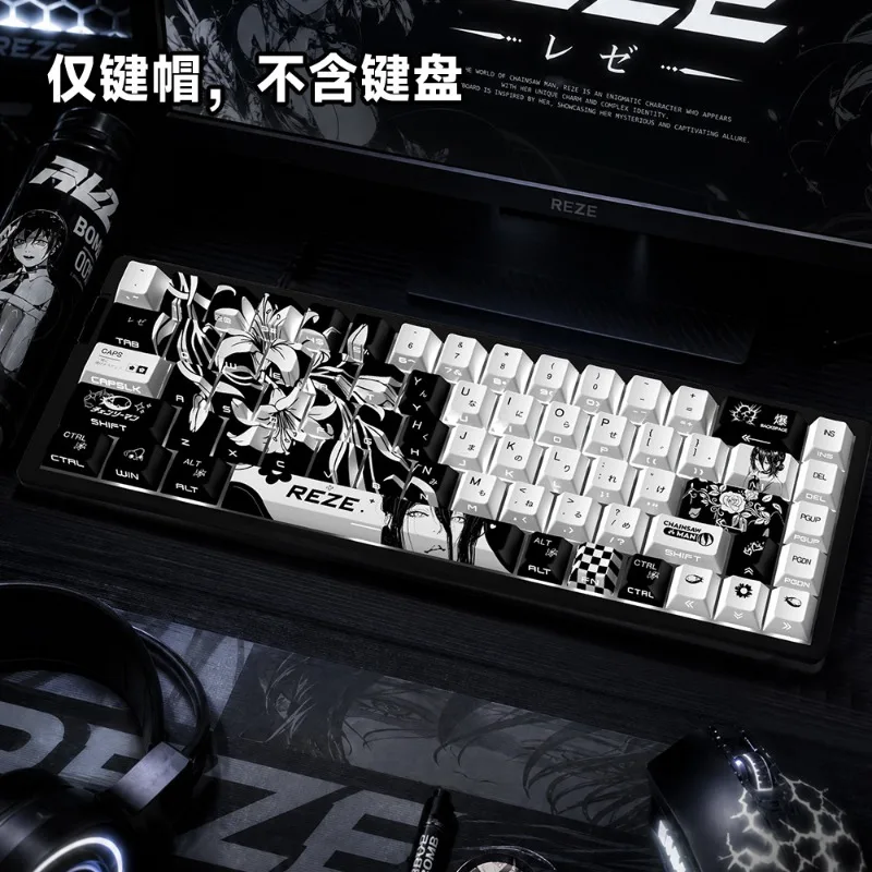 NEW Reze 5.0 Anime Keycaps Chainsaw Man Themed Mechanical Keyboard PBT Custom Cute Keycaps PC Gaming Keyboard Accessories Gift view 3