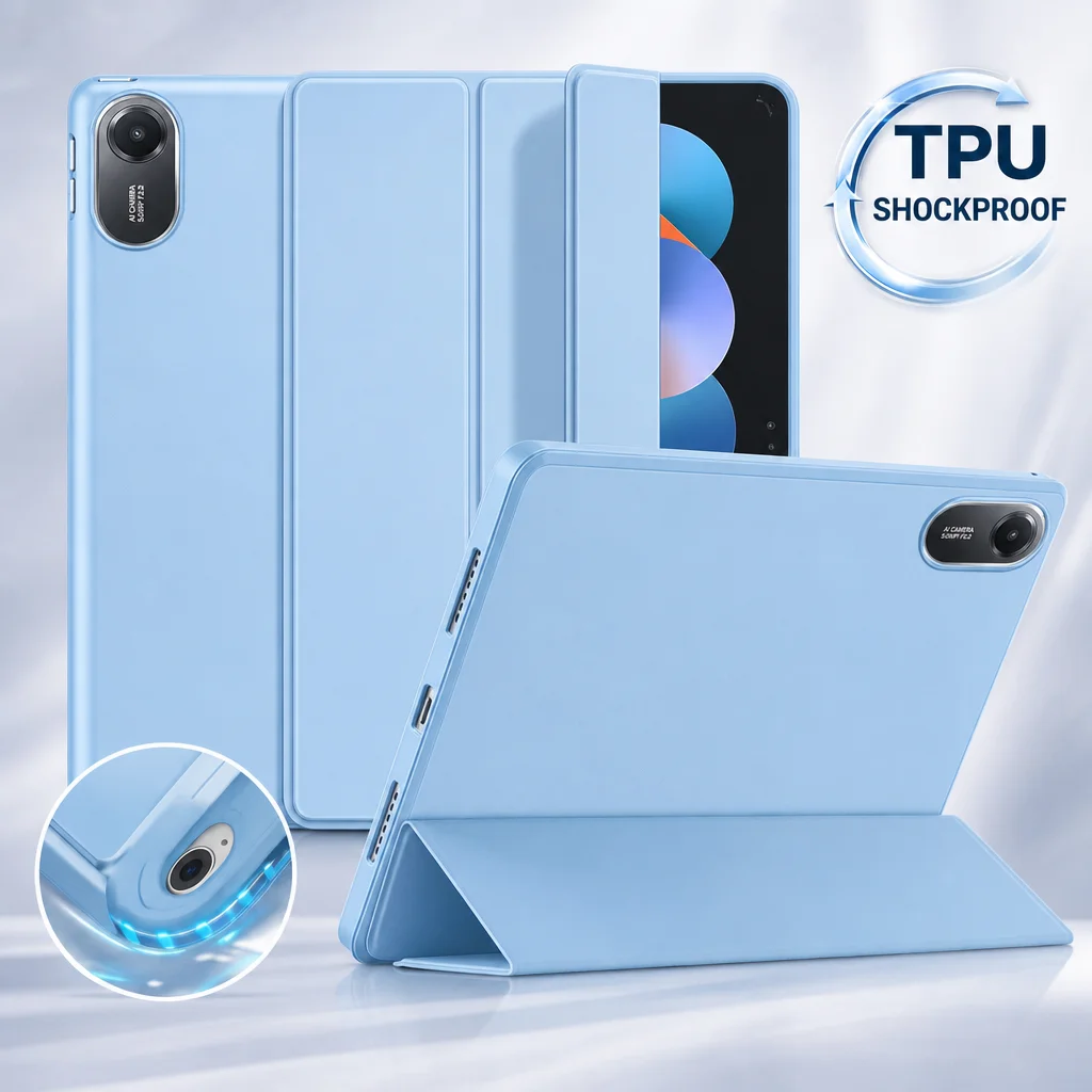 Silicone Case for Xiaomi Redmi Pad 2 11 Inch 2025, Ultra Thin Trifold Stand PU Leather Protective Cover, Auto Sleep / Wake