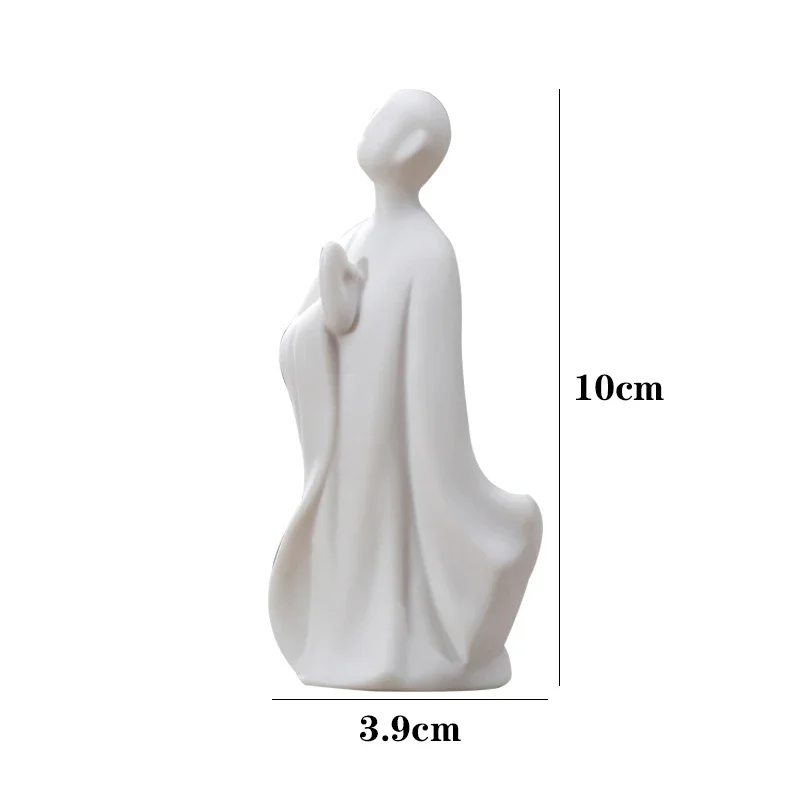 White Porcelain Monk Figurines Aesthetic Living Room Bonsai Fish Tank Miniatures Originality Vintage Home Decor Estatua FYFM view 6