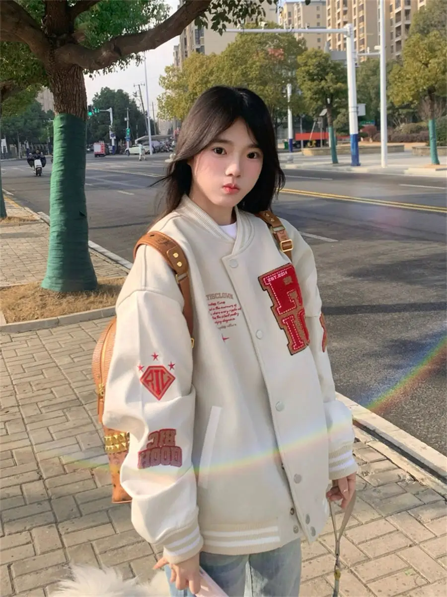 

Бейсбольные куртки красно-желтые женские осенние Maillard, легкие, ударопрочные, с кнопками на рукавах, ветрозащитные, двусторонние, в стиле Campus Chic